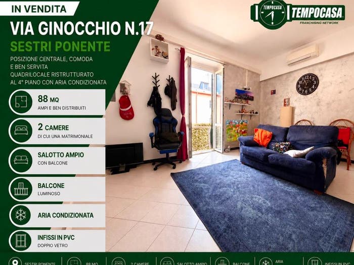 Appartamento trilocale in vendita in Via Ramiro Ginocchio, Sestri Ponente, Genova