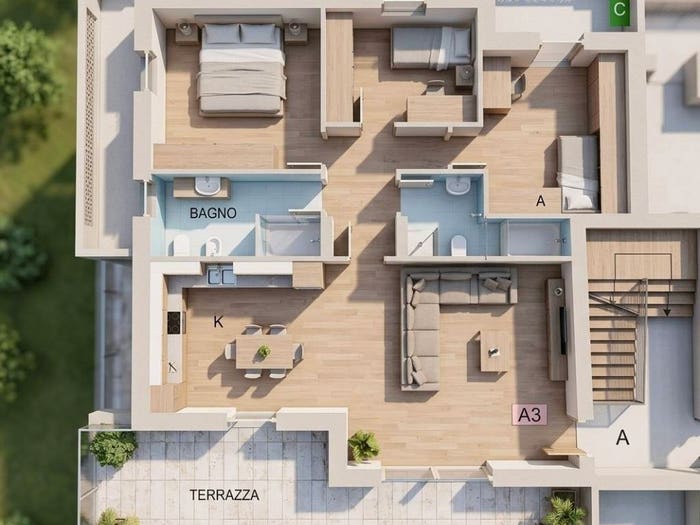 Appartamento trilocale in vendita in Largo San Giorgio, Centro, Noale