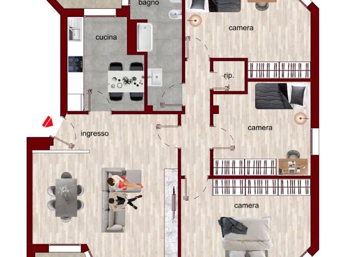 Appartamento quadrilocale in vendita in Via Val Trompia, Roserio, Milano