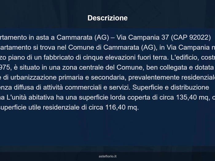 Appartamento trilocale in vendita in Via Campania, Cammarata